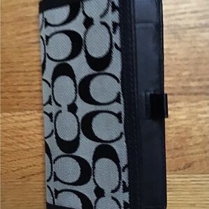 Coach Monogram Black and Gray Checkbook Cover
